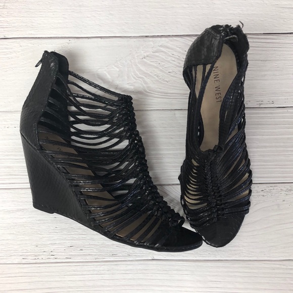 Nine West Shoes - NINE WEST BLACK WEDGE SANDALS